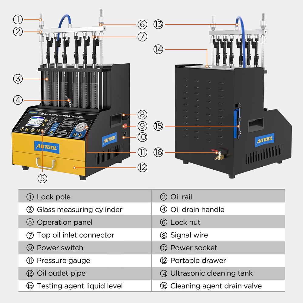 AUTOOL CT500 GDI EFI FEI Limpa - Fuel Injector Tester avaliação e preço